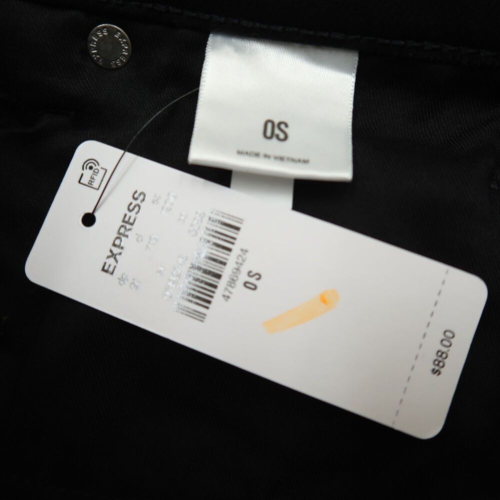 Express Jeans Womens Size 0 Black Skyscraper Mid-Rise Kick Split Hem 31" Inseam - Picture 10 of 16